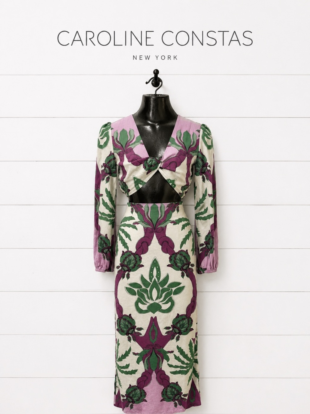 CAROLINE CONSTAS Pink & Green Printed Two-Piece Set Size S